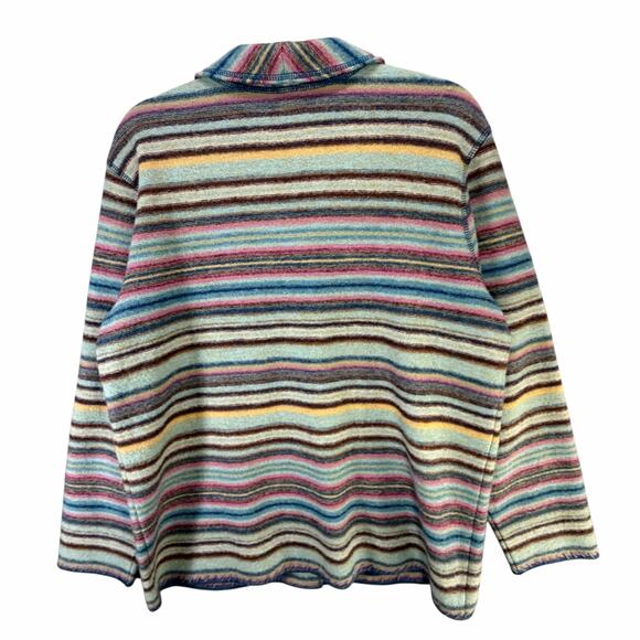 Vintage CLC Wool Sweater Jacket M Rainbow Stripe Shawl Collar Eclectic Boho - Picture 5 of 14
